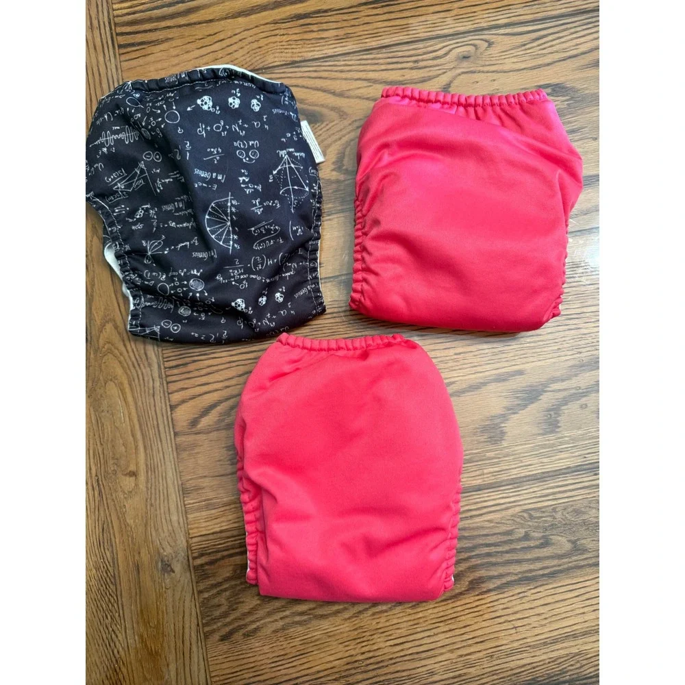 Bumgenius Cloth Diaper Bundle Kids One Size Pink Black Hook Loop 3pc Set